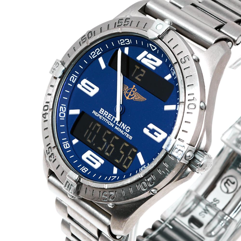 Breitling Blue Titanium Aerospace E6536210/C292 Men's Wristwatch 40 mm In Good Condition In Dubai, Al Qouz 2