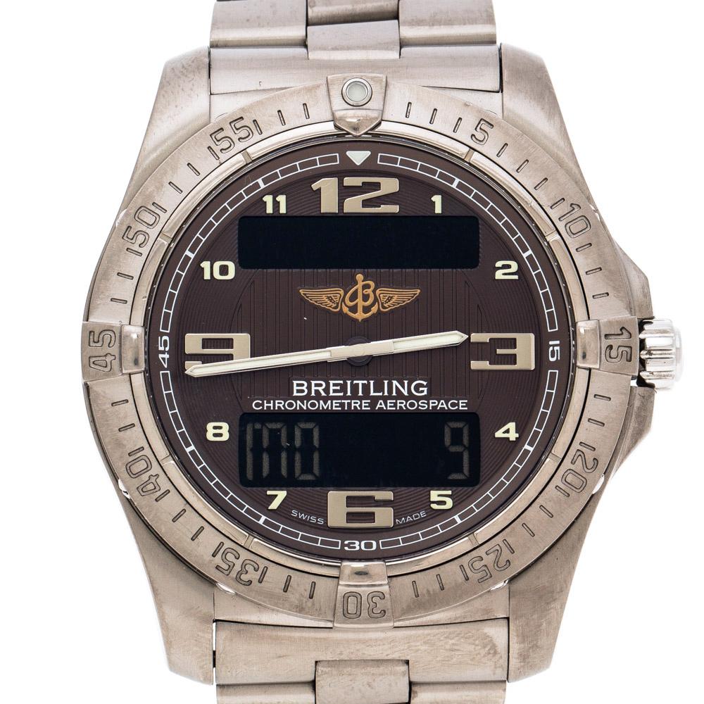Contemporary Breitling Brown Titanium Aerospace E79362 Men's Wristwatch 41 mm