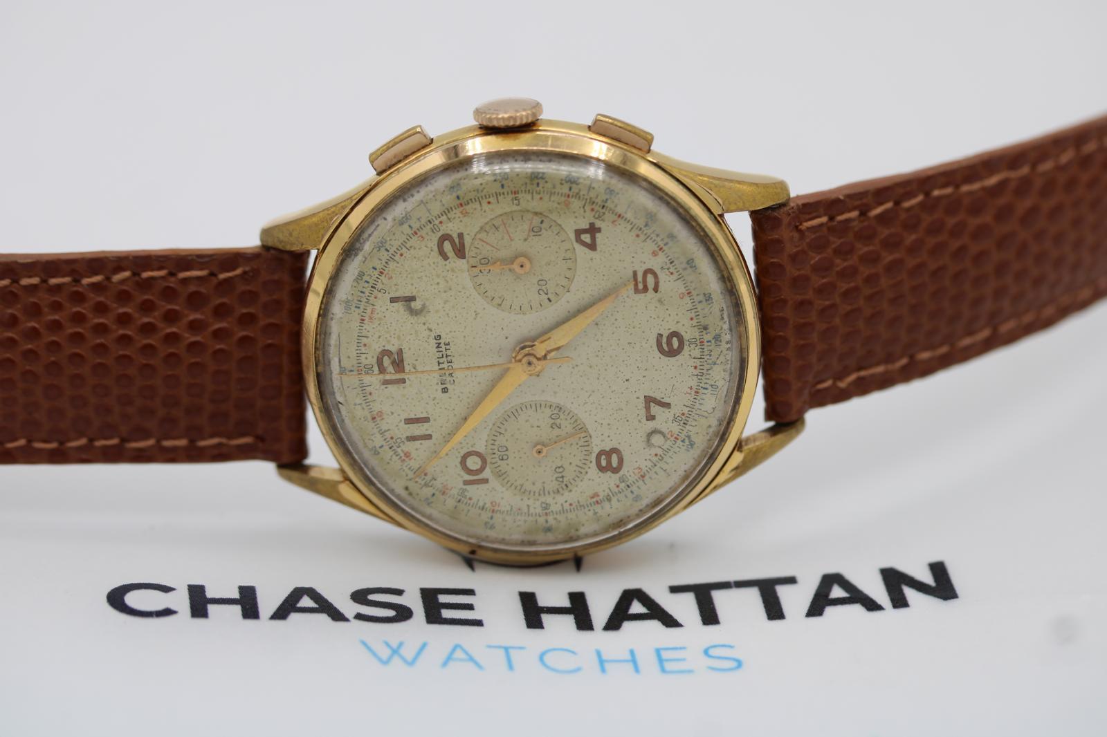 Breitling Cadette  Vintage Chronograph  Venus 175  Gold Plated  1950s Pour hommes en vente