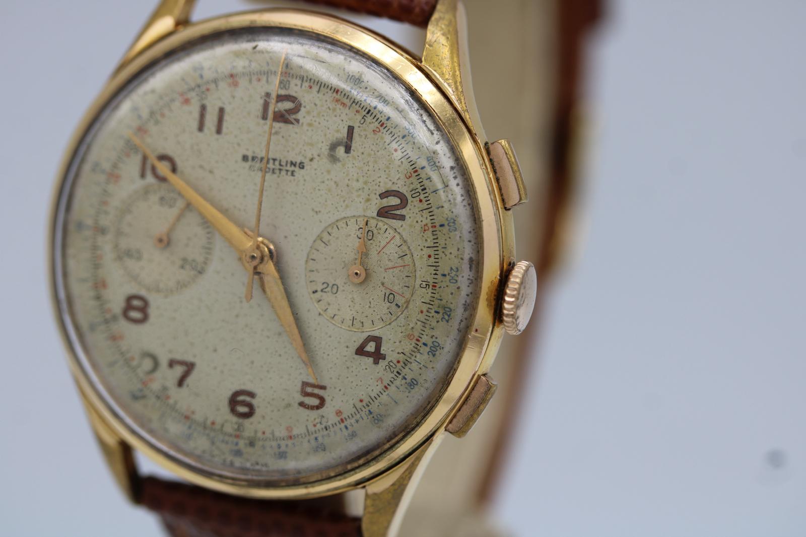Breitling Cadette  Vintage Chronograph  Venus 175  Gold Plated  1950s en vente 1