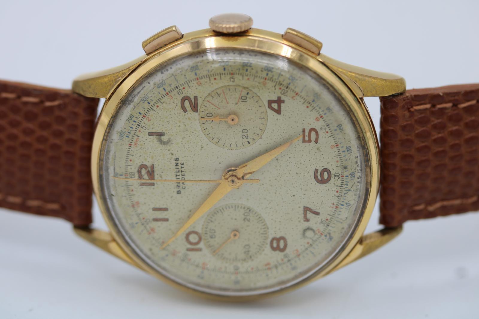 Breitling Cadette  Vintage Chronograph  Venus 175  Gold Plated  1950s en vente 2