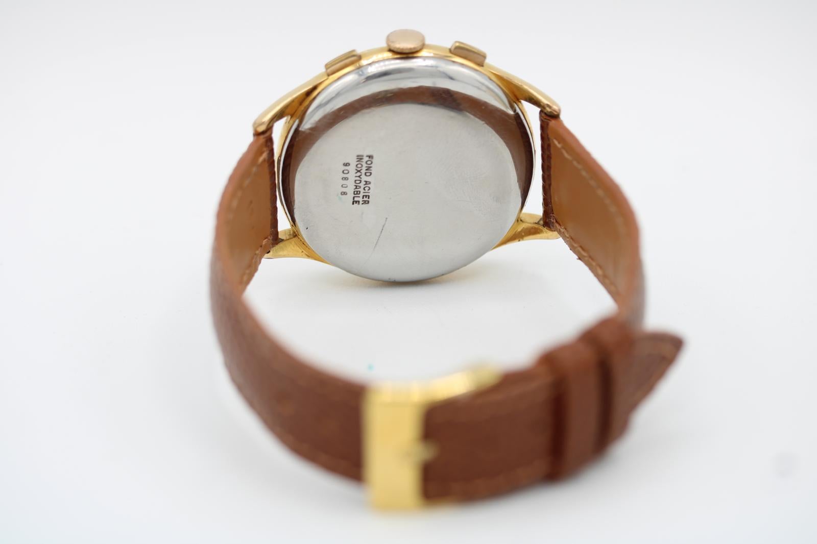 Breitling Cadette  Vintage Chronograph  Venus 175  Gold Plated  1950s en vente 3