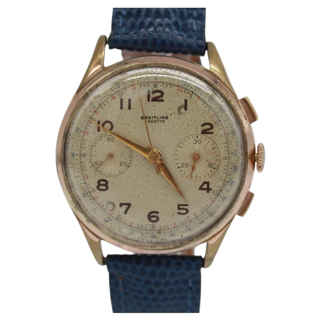 Breitling Cadette  Vintage Chronograph  Venus 175  Gold Plated  1950s For Sale
