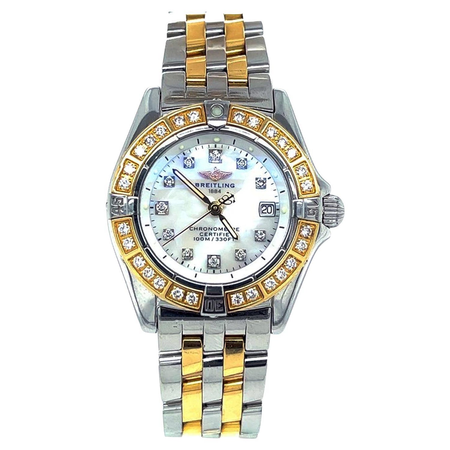 Breitling Callistino White Gold MOP Diamond Ladies Watch J72345 at 1stDibs  | breitling diamond watch ladies, breitling ladies watch, ladies breitling