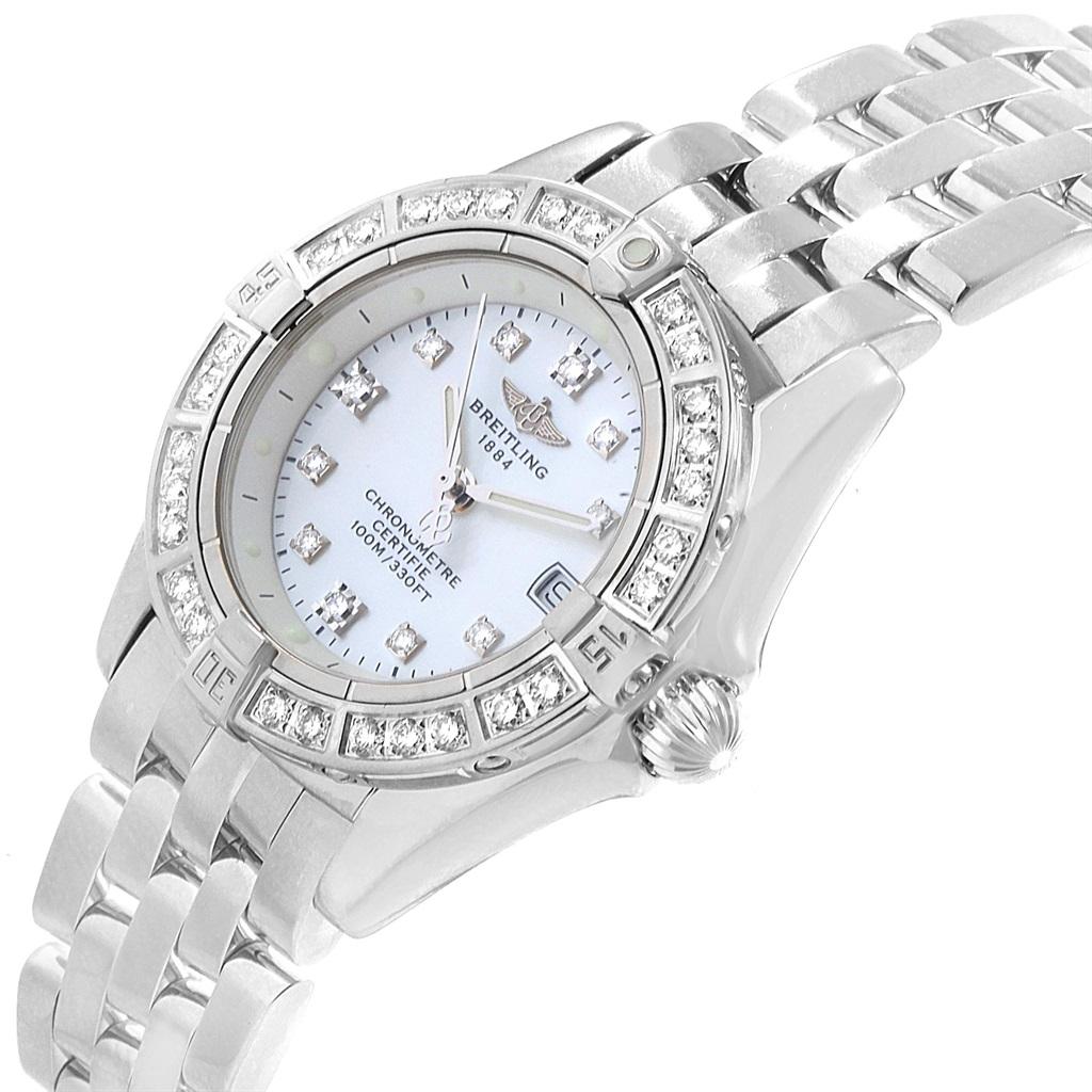 Breitling Callistino White Gold MOP Diamond Ladies Watch J72345 2