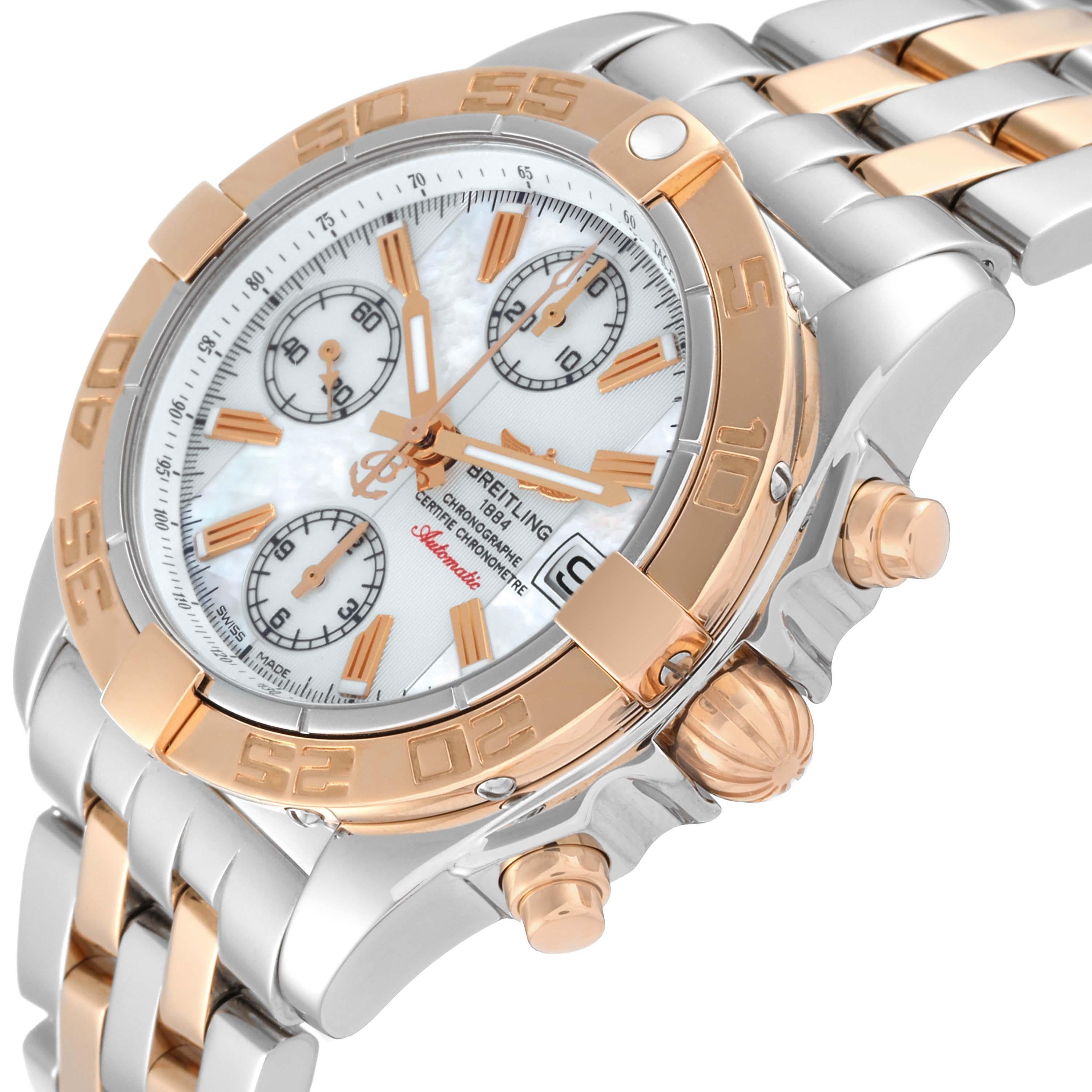 Breitling Chrono Galactic Mother Of Pearl Dial Rose Gold Steel Mens Watch C13358 1