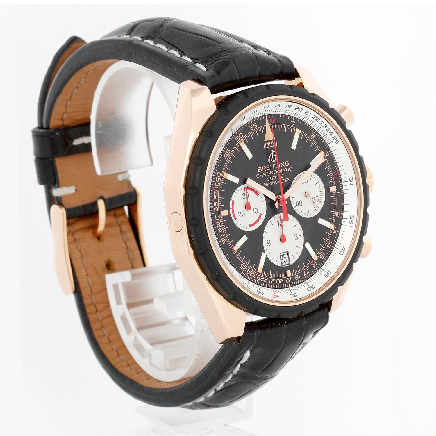 Breitling Chrono-Matic 18K Rose Gold Chronograph Mens Watch R14360 In Excellent Condition For Sale In Dallas, TX