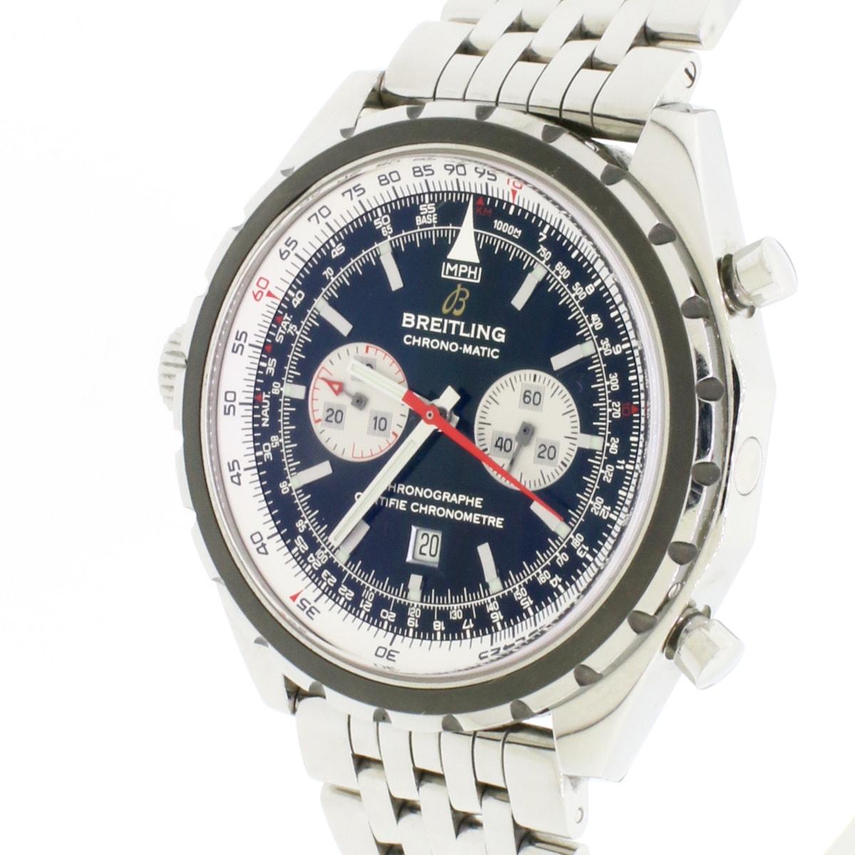 Breitling Chrono-Matic Automatic Chronograph Stainless Steel Men’s Watch In Excellent Condition For Sale In New York, NY
