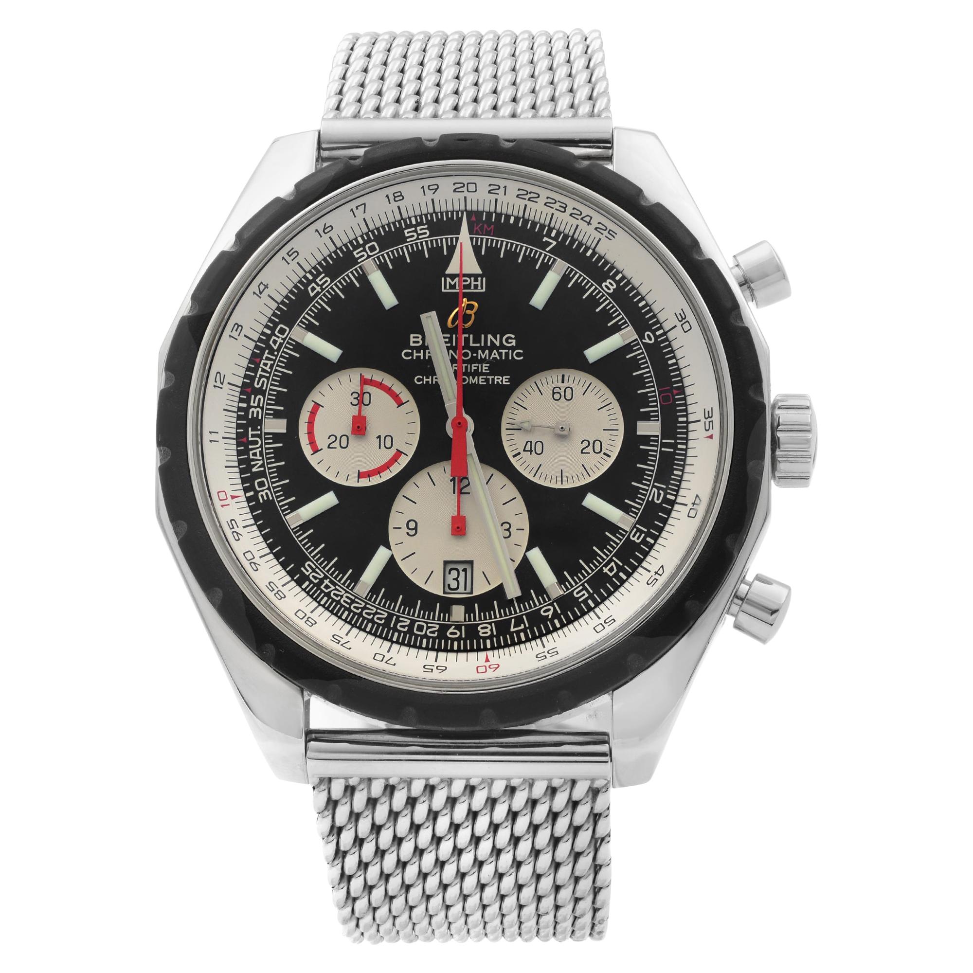 Breitling Chrono-Matic 49 Steel Black Dial Men's Watch A1436002/B920-152A