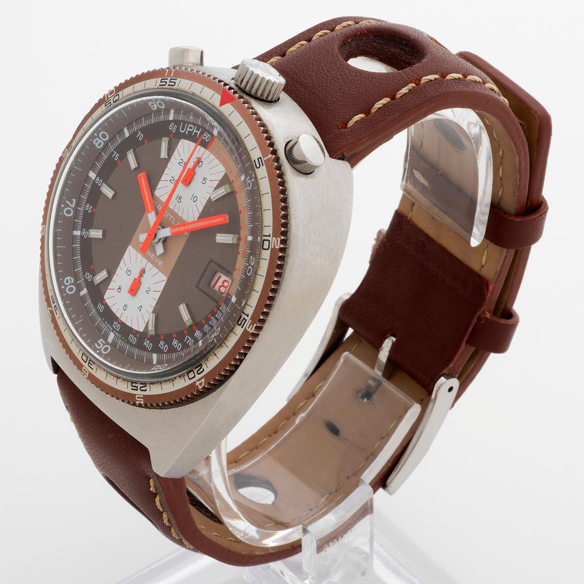 Cronografo Breitling con data, Ref 7101, detto anche Bullhead, il Pupitre. 1971 In condizioni ottime in vendita a Canterbury, England