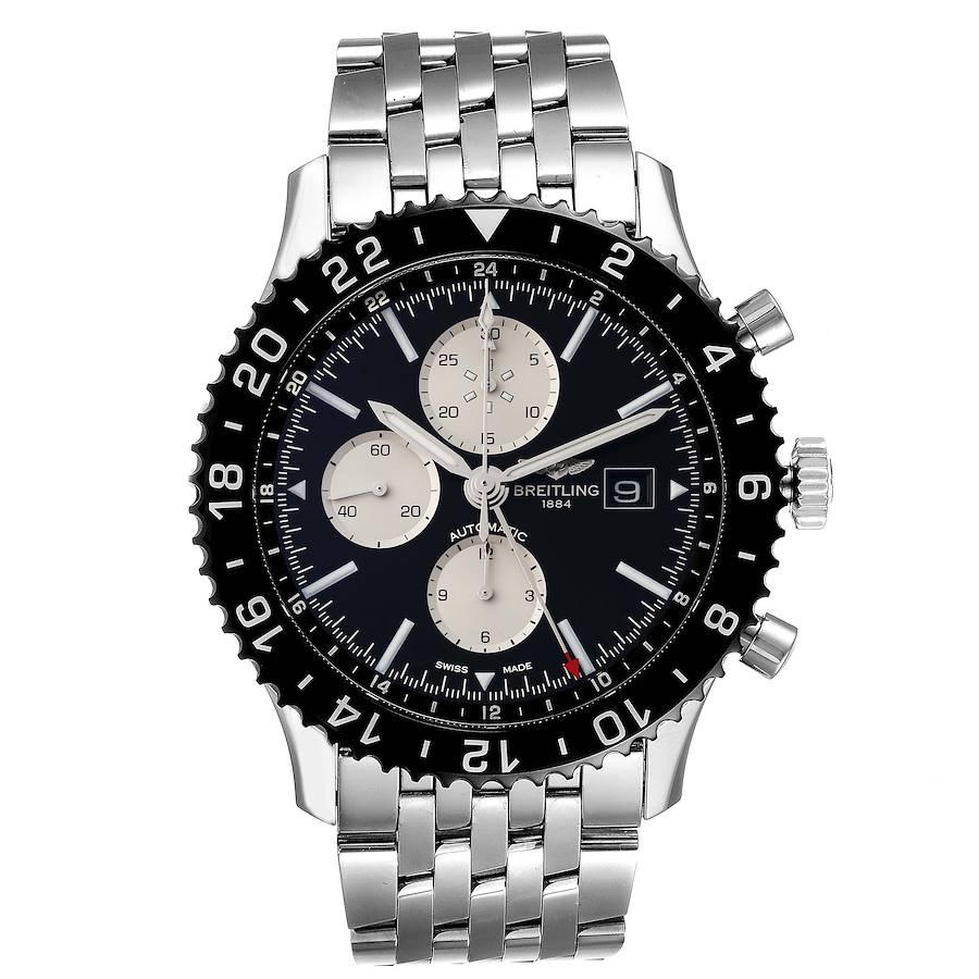 Breitling Chronoliner Black Dial Steel Mens Watch Y24310 Unworn. Self-winding automatic officially certified chronometer movement. Chronograph function. Stainless steel case 46 mm in diameter. Breitling logo on the crown. Black ceramic bidirectional
