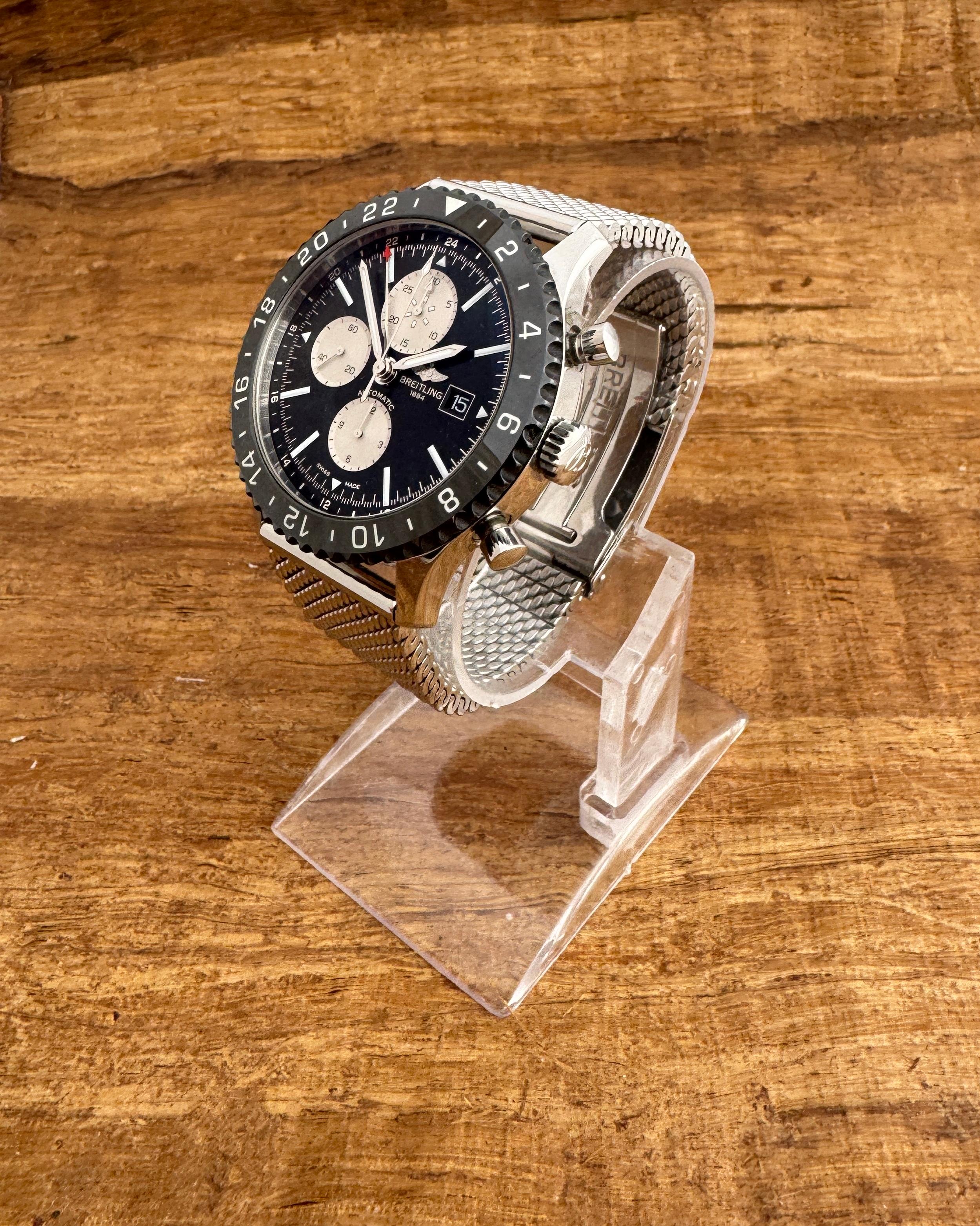  Description
Brand: Breitling

Model: Chronoliner

Reference Number: Y24310

Country Of Manufacture: Switzerland

Movement: Automatic

Case Material: Stainless steel

Measurements : Case width: 46 mm. (without crown)

Band Type : Stainless