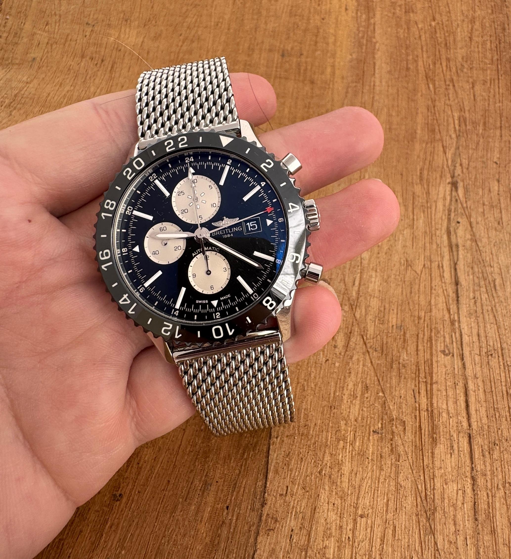 Men's Breitling Chronoliner Black Dial Steel Ref Y24310 Mens Watch Boxed For Sale