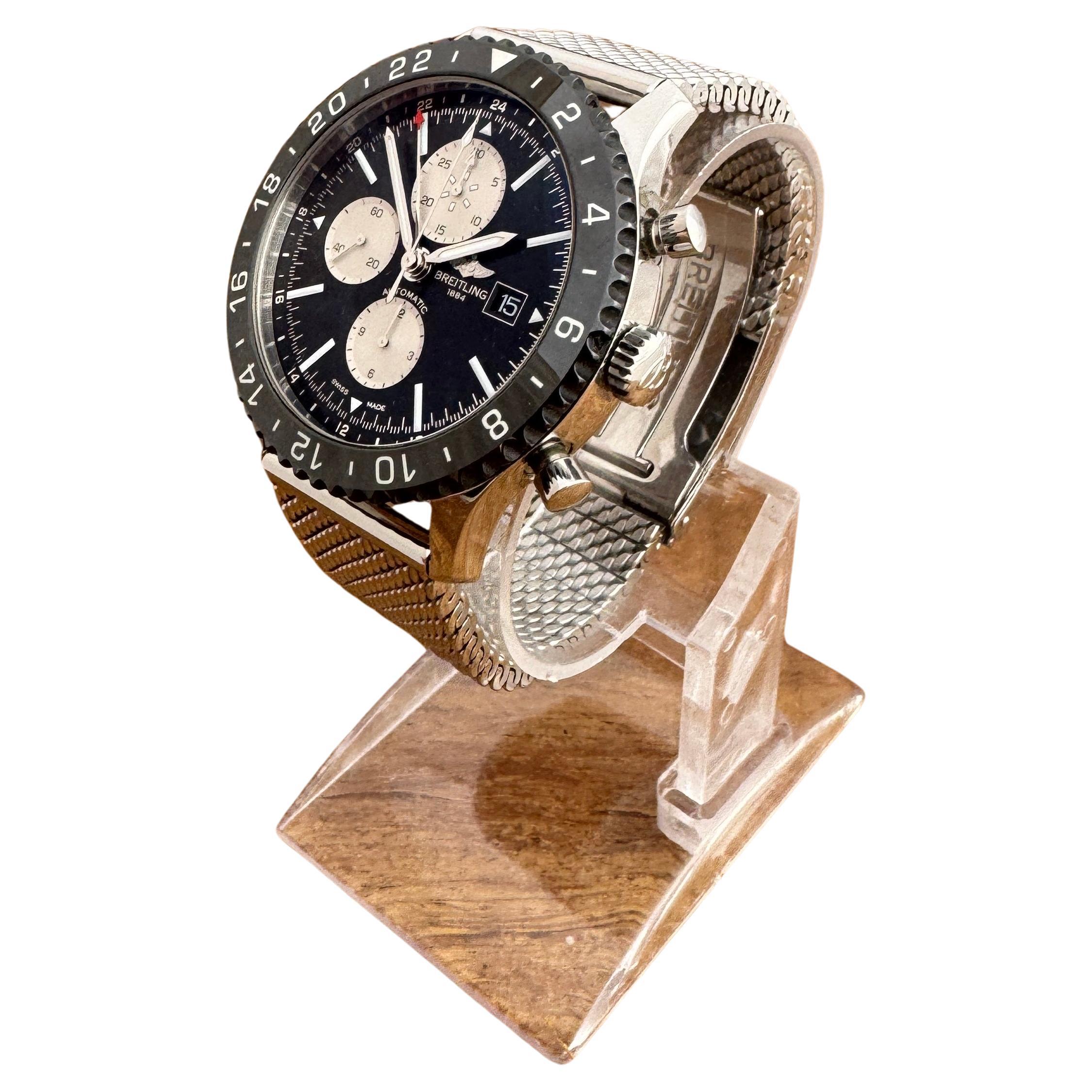 Breitling Chronoliner Black Dial Steel Ref Y24310 Mens Watch Boxed For Sale