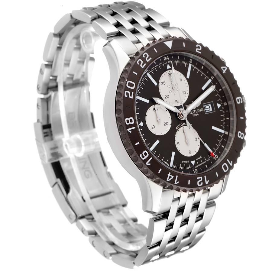 Breitling Chronoliner Braune Stahl-Herrenuhr mit Zifferblatt-Lünette Y24310 im Zustand „Hervorragend“ im Angebot in Atlanta, GA