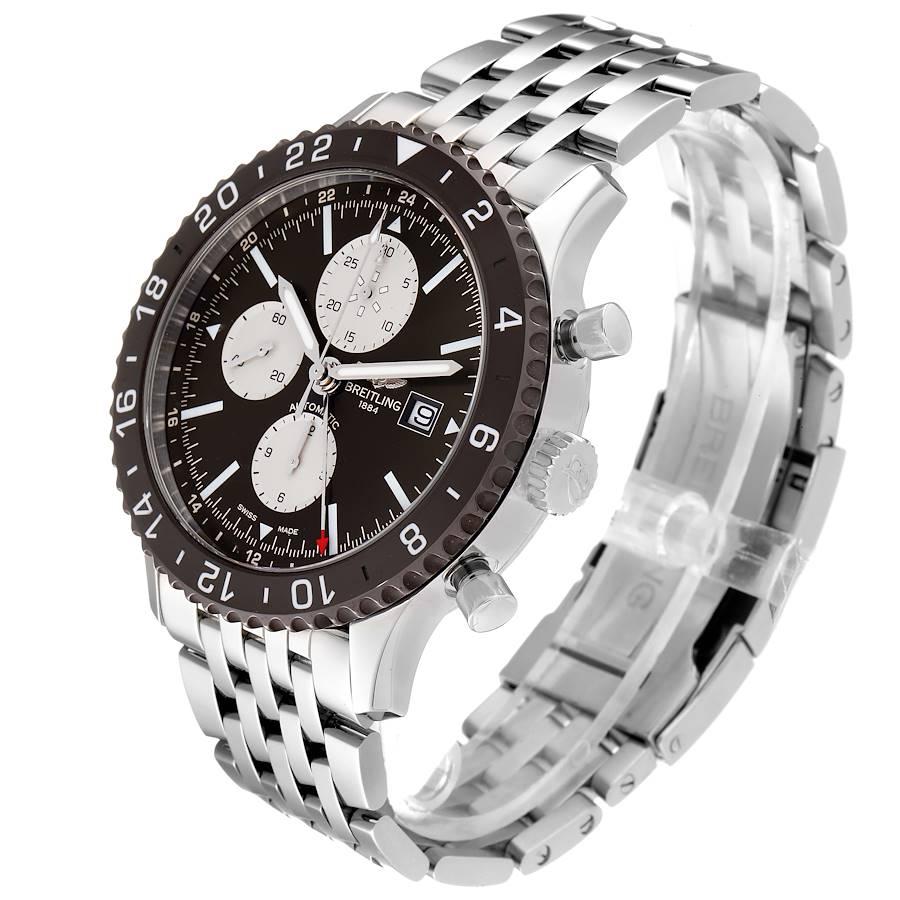 Breitling Chronoliner Braune Stahl-Herrenuhr mit Zifferblatt-Lünette Y24310 im Angebot 1