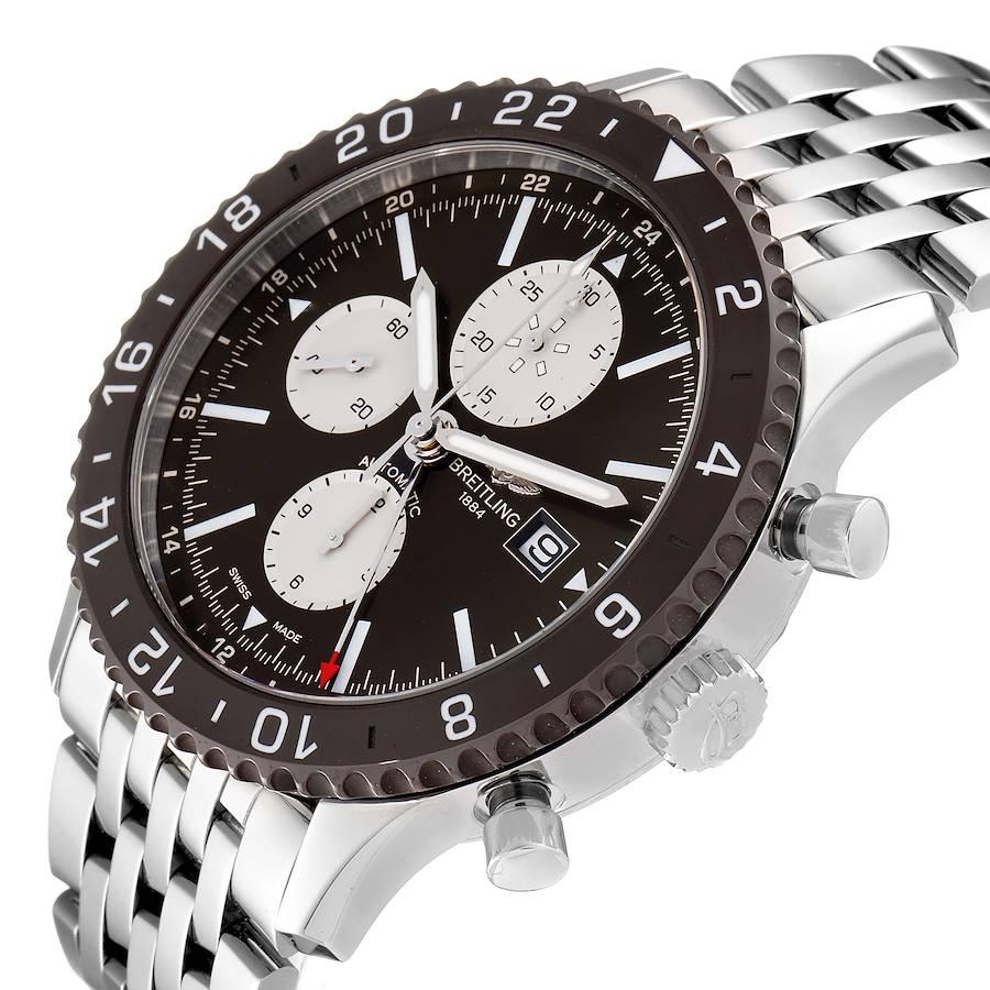 Breitling Chronoliner Braune Stahl-Herrenuhr mit Zifferblatt-Lünette Y24310 im Angebot 2
