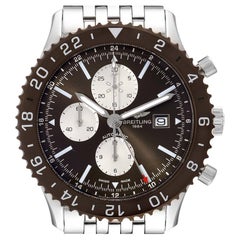 Breitling Chronoliner Braune Stahl-Herrenuhr mit Zifferblatt-Lünette Y24310