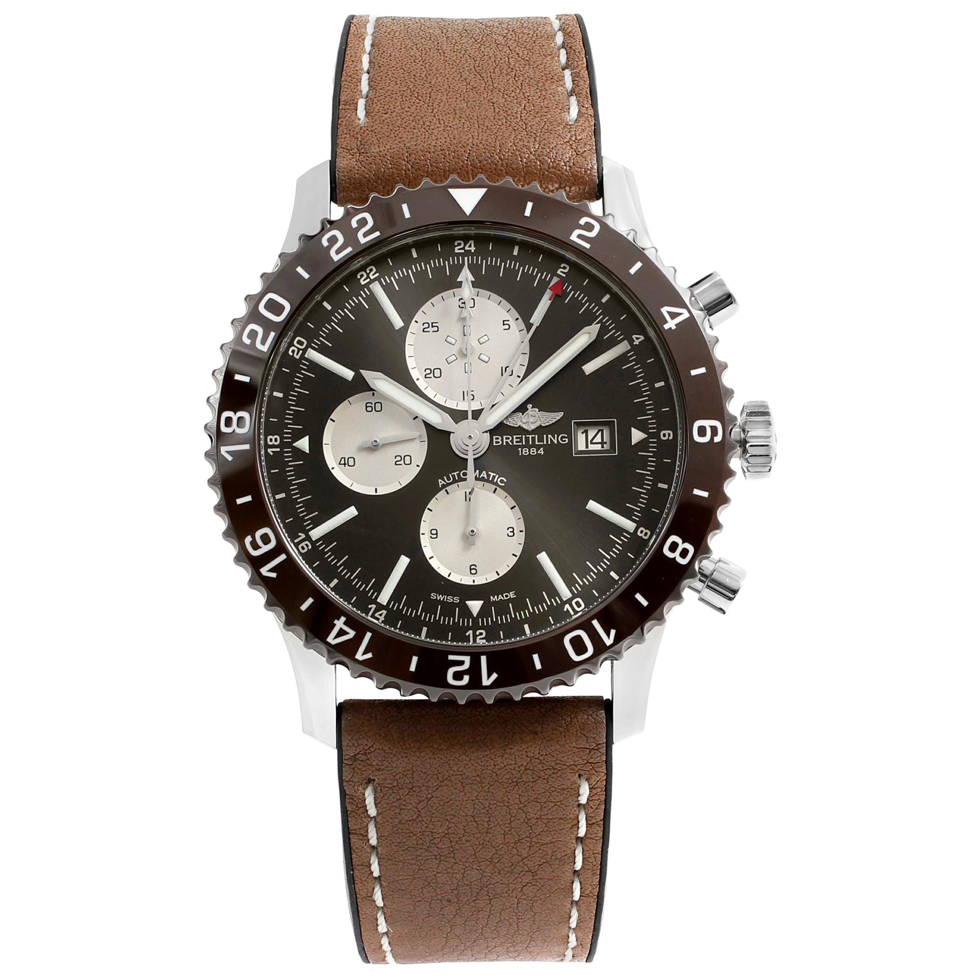 Breitling Chronoliner GMT Steel Ceramic Bronze Dial Men Watch Y2431033/Q621-295S