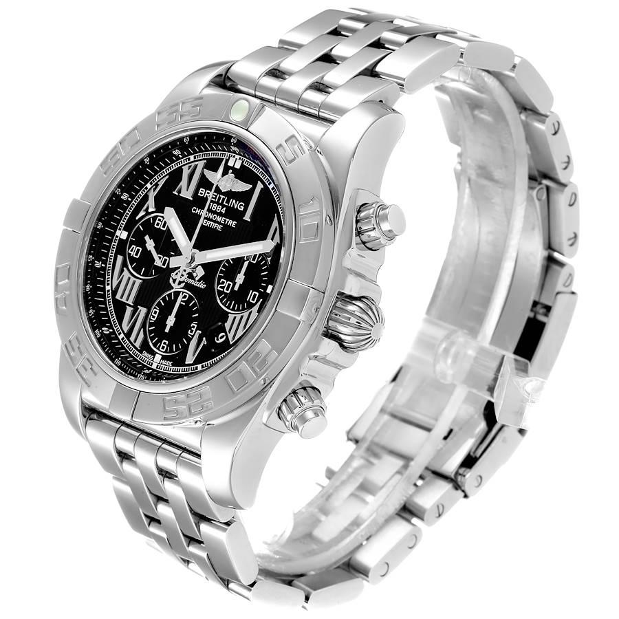 Breitling Chronomat 01 Stahl-Herrenuhr mit schwarzem Zifferblatt AB0110 im Angebot 1