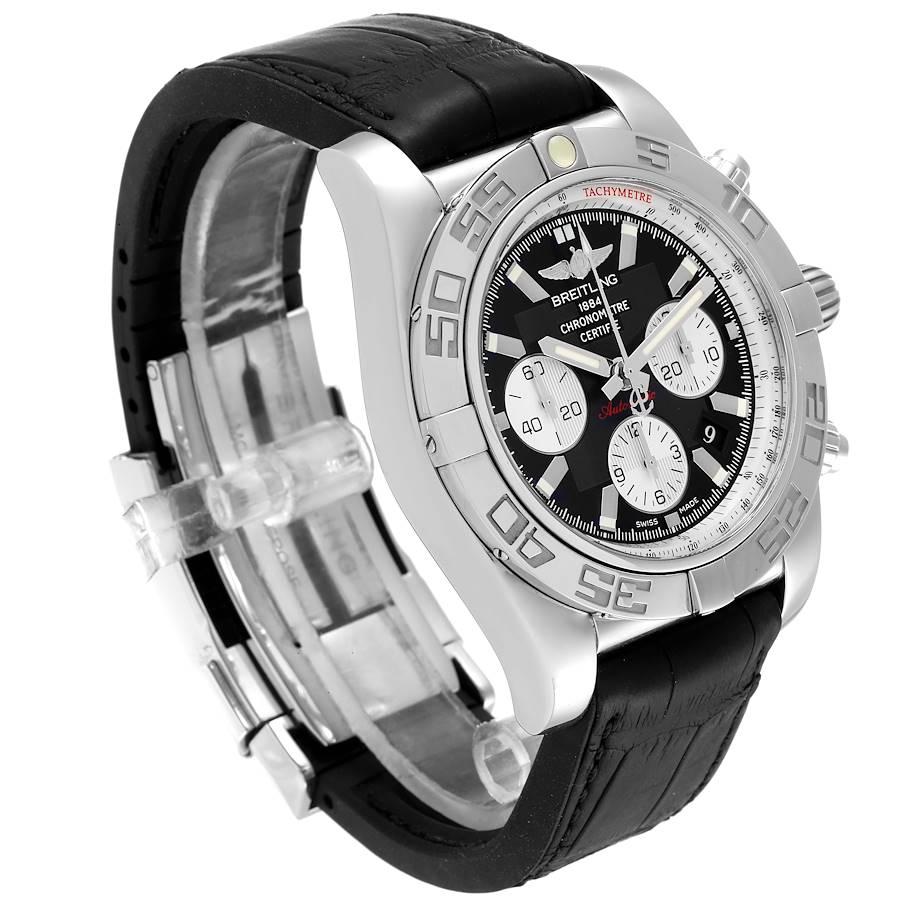 Men's Breitling Chronomat 01 Black Dial Steel Mens Watch AB0110 Box Papers