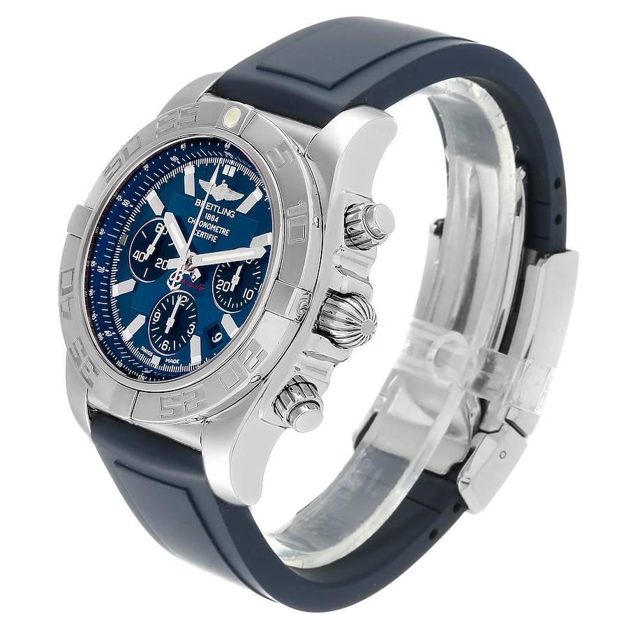 Breitling Chronomat 01 Blue Dial Steel Men's Watch AB0110 Box Papers 1