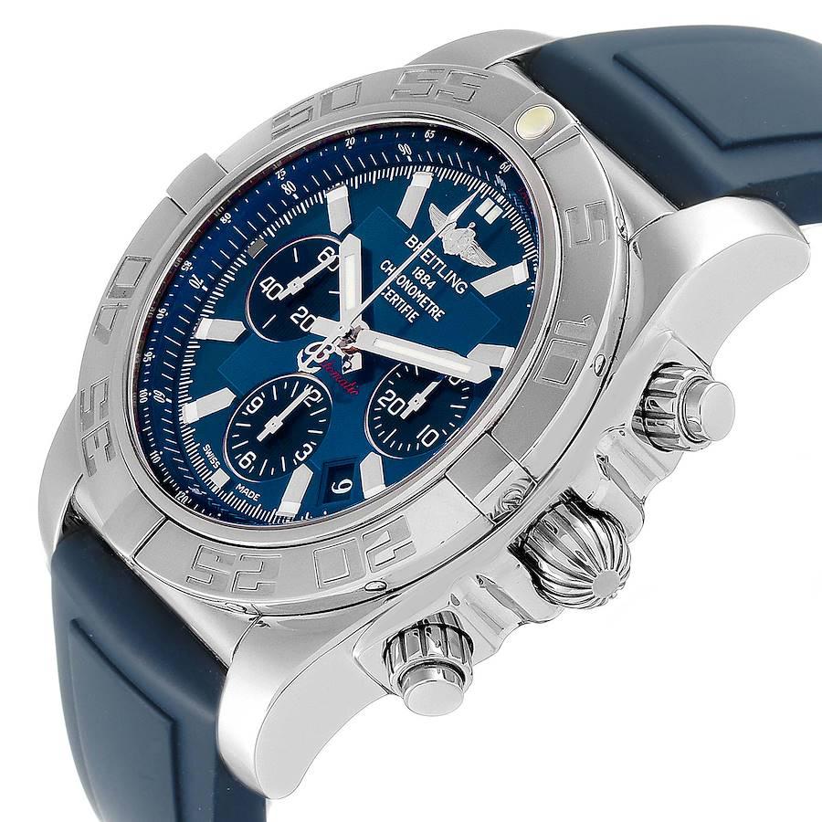 Breitling Chronomat 01 Blue Dial Steel Men's Watch AB0110 Box Papers 2