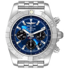 Breitling Chronomat 01 Blue Dial Steel Men’s Watch AB0110 Box Papers