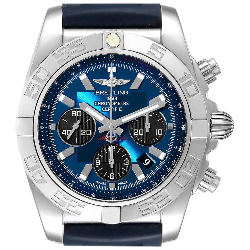 Breitling Chronomat 01 Blue Dial Steel Men's Watch AB0110 Box Papers