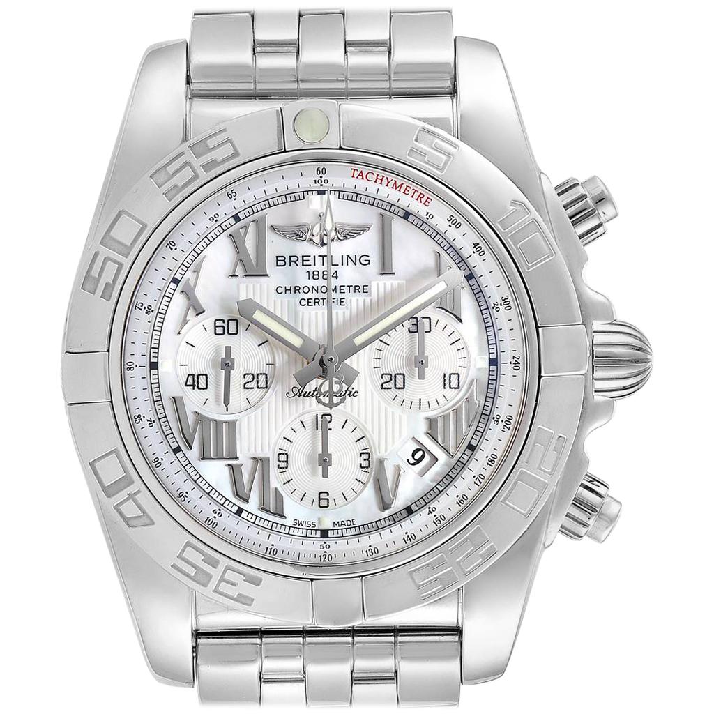 Breitling Chronomat 01 Mother of Pearl Dial Steel Men's Watch AB0110 Box