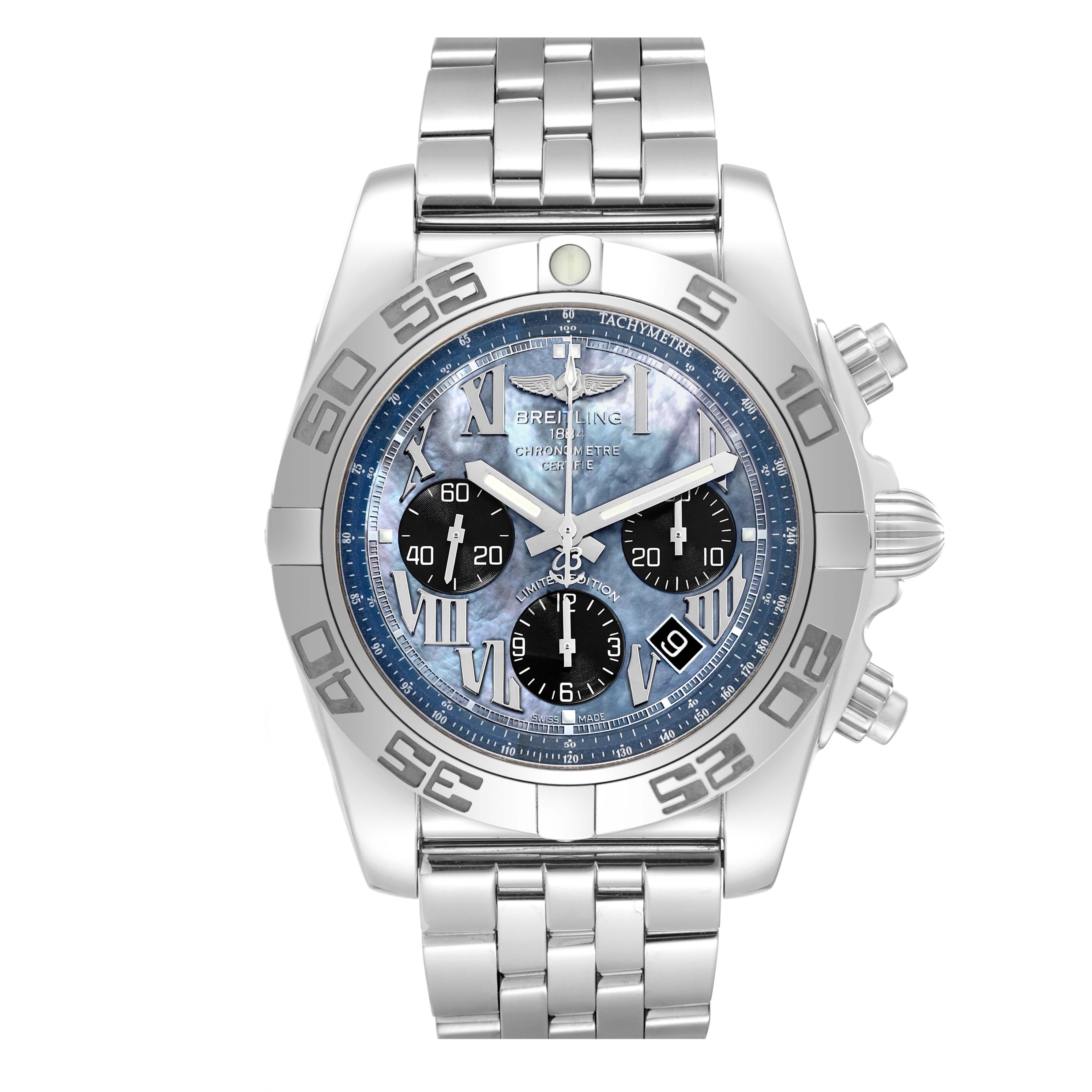 Breitling Chronomat 01 Mother of Pearl Steel Limited Edition Mens Watch For Sale 1