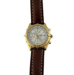 Breitling Chronomat 18k Yellow Gold Men's Watch Leather Band K13047X