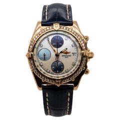 Breitling Chronomat 18k Yellow Gold Mother of Pearl Dial and Diamond Bezel Watch