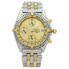 Breitling Chronomat 18K Yellow Gold Steel Gold Dial Automatic Men's Watch B13048