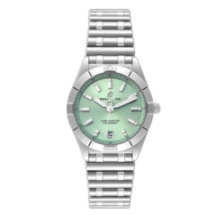 Breitling Chronomat 32 Mint Green Diamond Dial Steel Ladies Watch A77310 Unworn