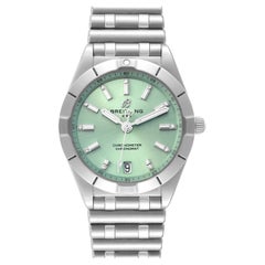 Breitling Chronomat 32 Mint Green Diamond Dial Steel Ladies Watch A77310 Unworn