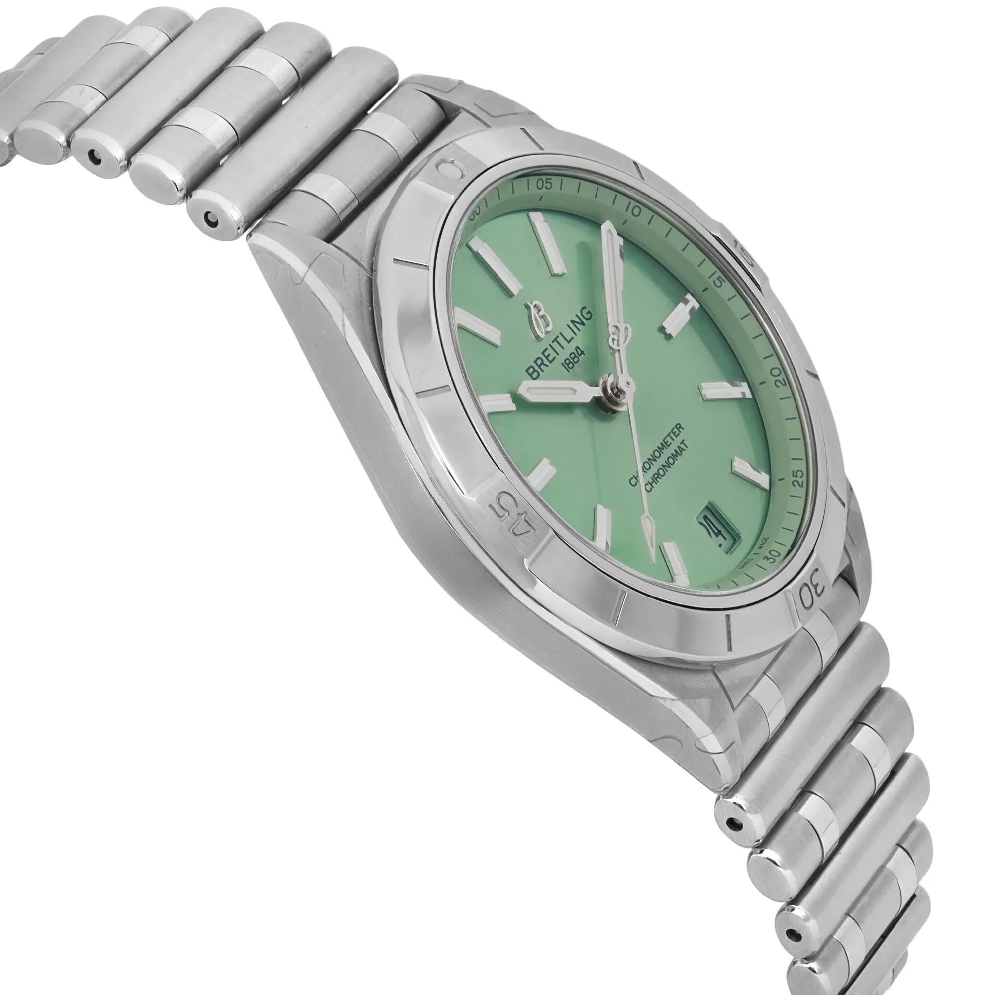 Femenino o masculino Reloj unisex Breitling Chronomat 36 de acero con esfera verde menta A10380101L1A1 en venta