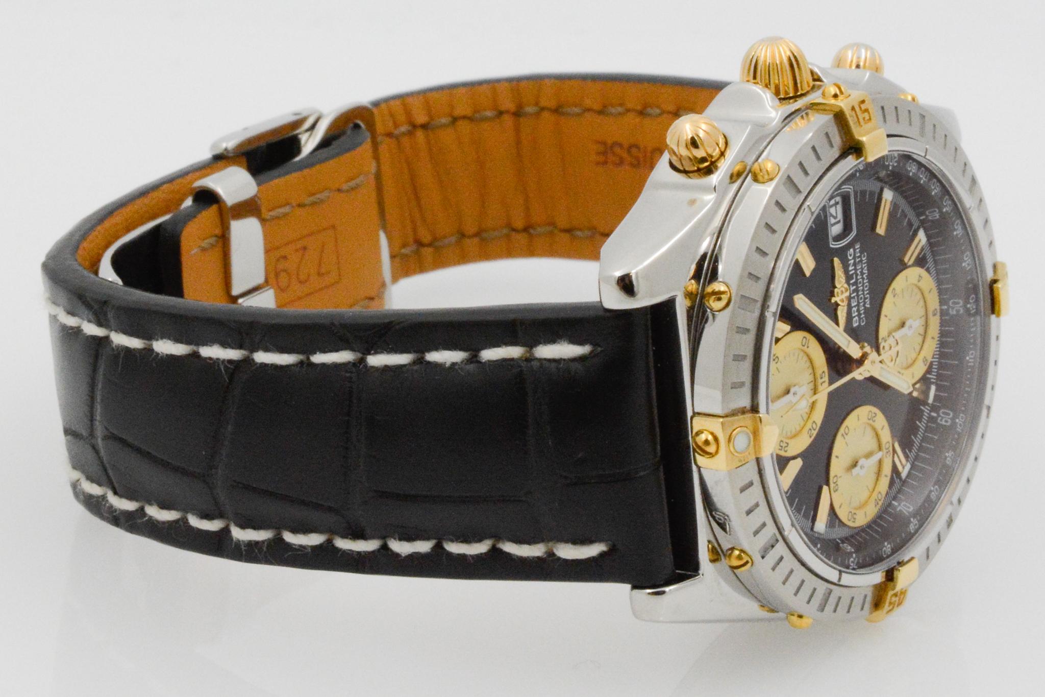Men's Breitling Chronomat Black Dial Gold Subdials