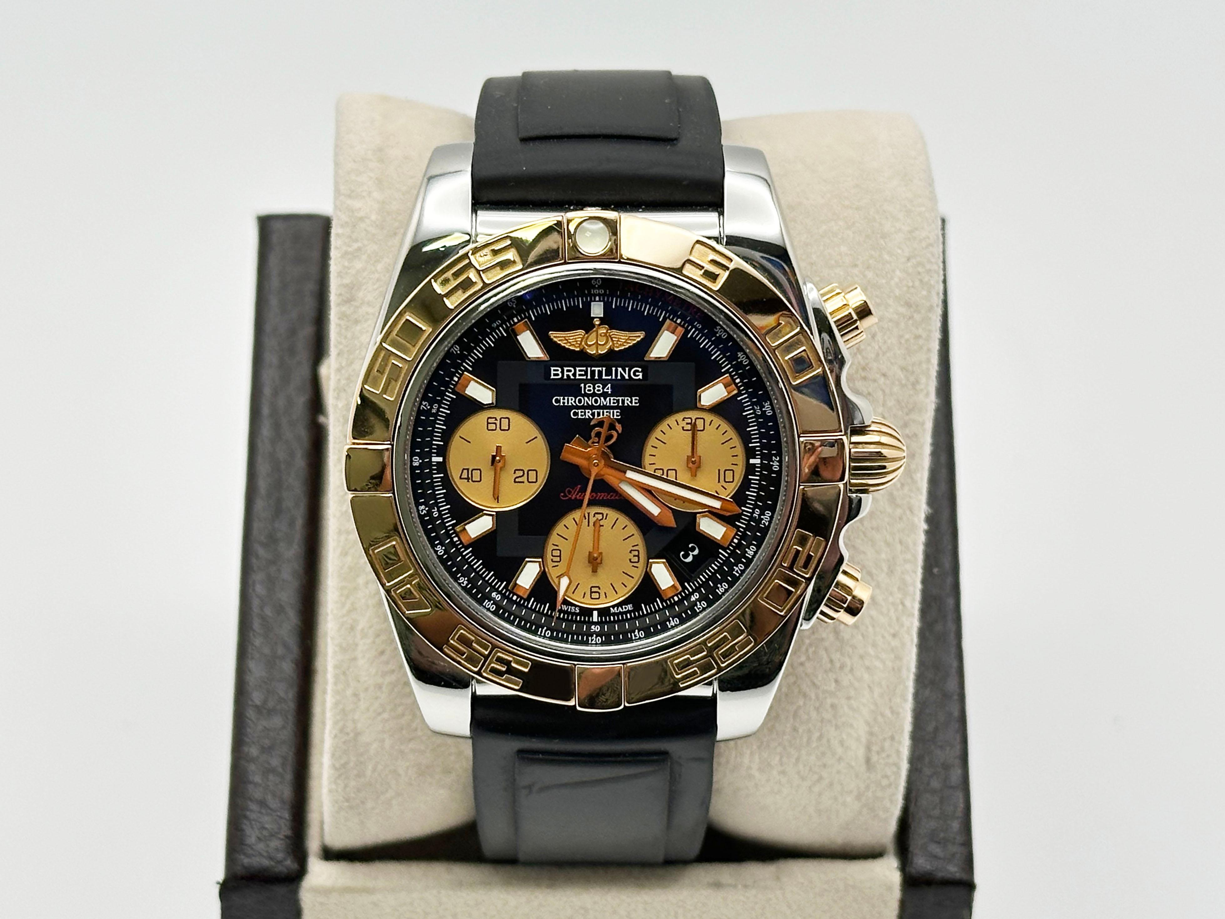 Breitling Chronomat 41 CB0140 18K Rose Gold Stainless Steel Rubber Strap 41mm