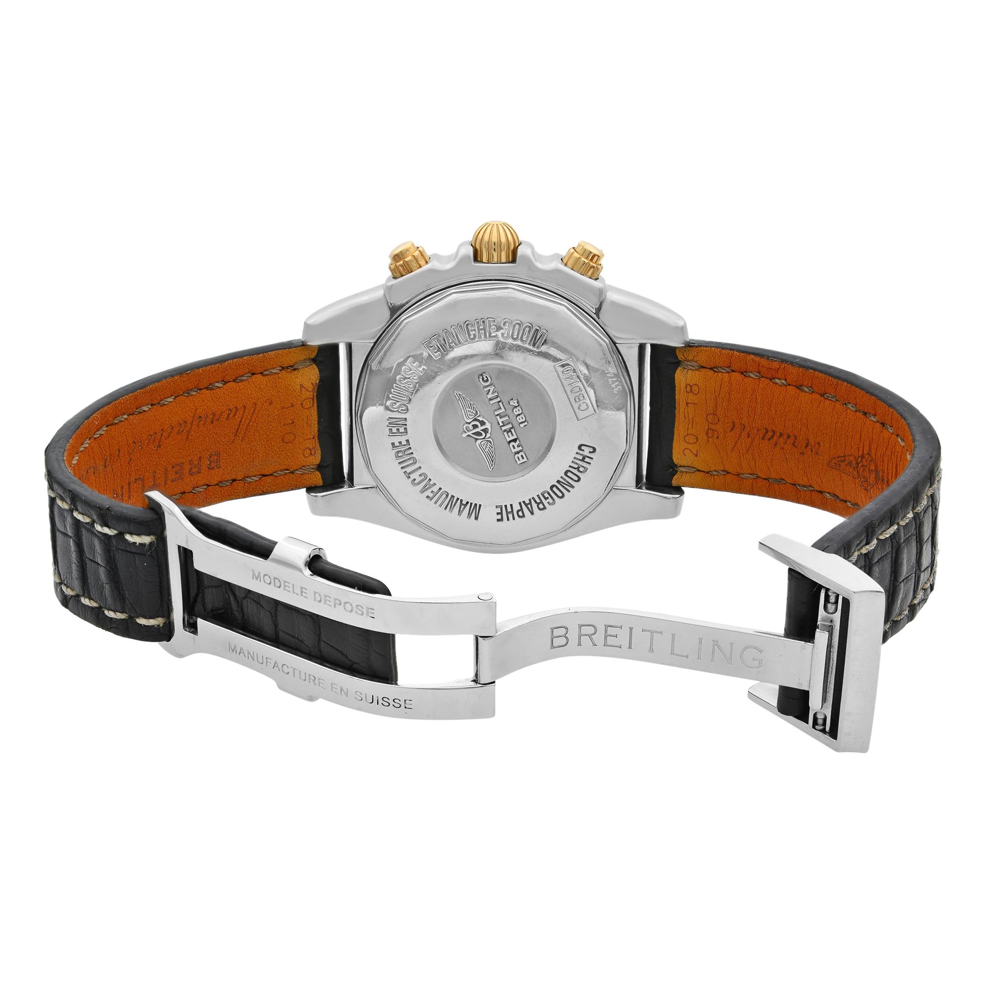 Men's Breitling Chronomat 41 Steel 18k Rose Gold Black Dial Watch CB014012/BA53-729P