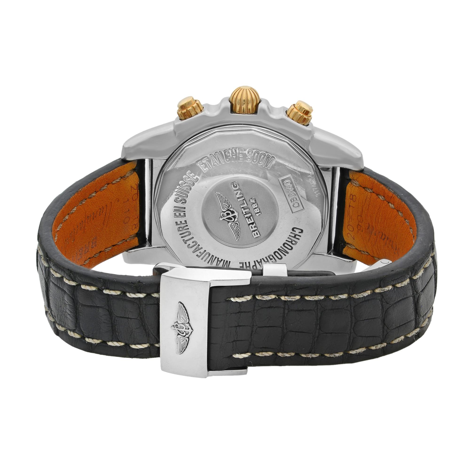 Breitling Chronomat 41 Steel 18k Rose Gold Black Dial Watch CB014012/BA53-729P 1