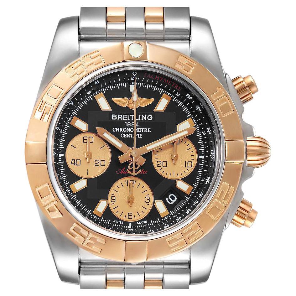 Breitling Chronomat 41 Steel Rose Gold Black Dial Watch CB0140