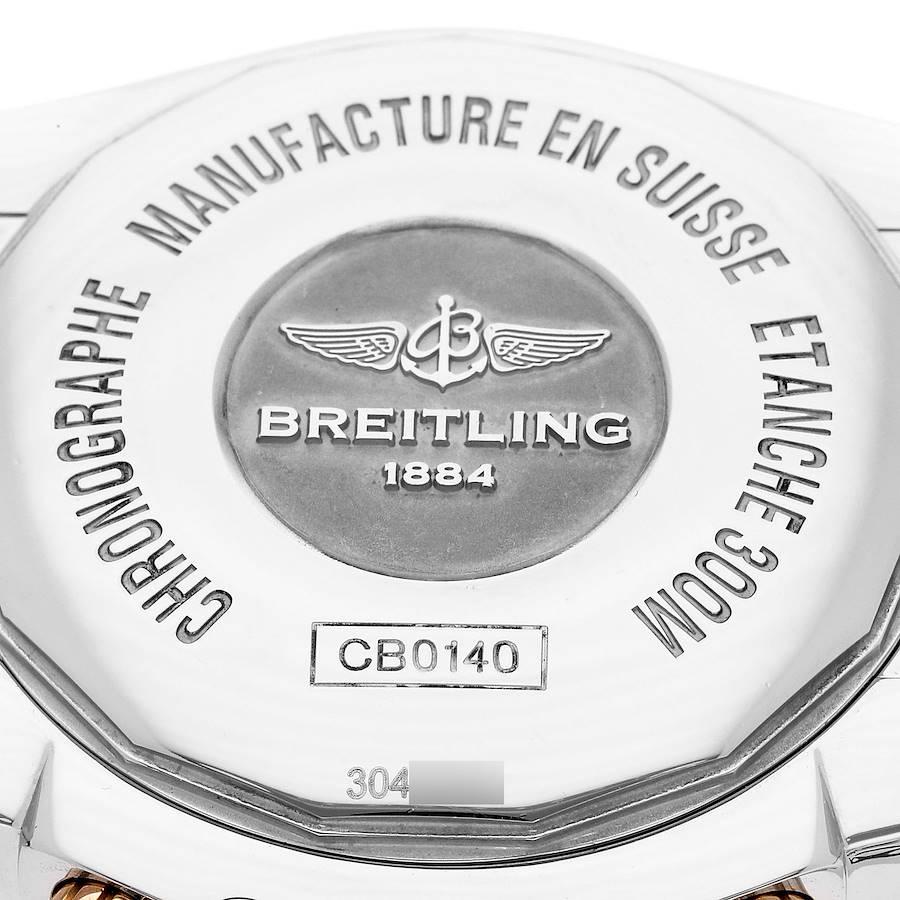 Men's Breitling Chronomat 41 Steel Rose Gold Silver Dial Mens Watch CB0140 Box Card