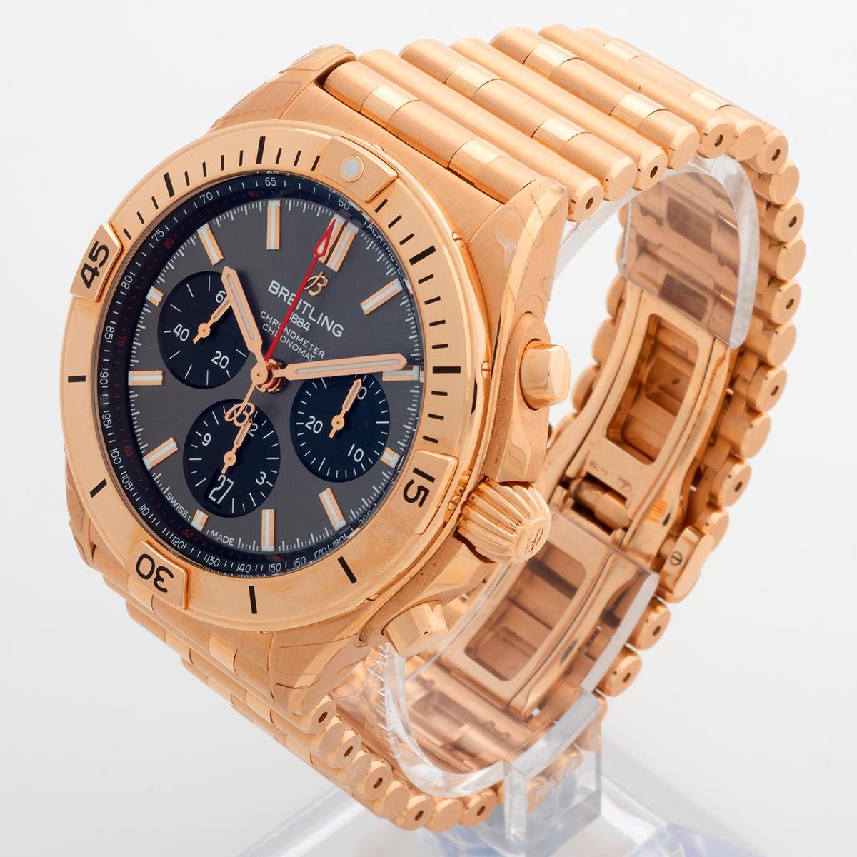 Women's or Men's Breitling Chronomat 42 Chronograph Ref RB0134101B1R1. 18ct Rose Gold, Year 2022 For Sale