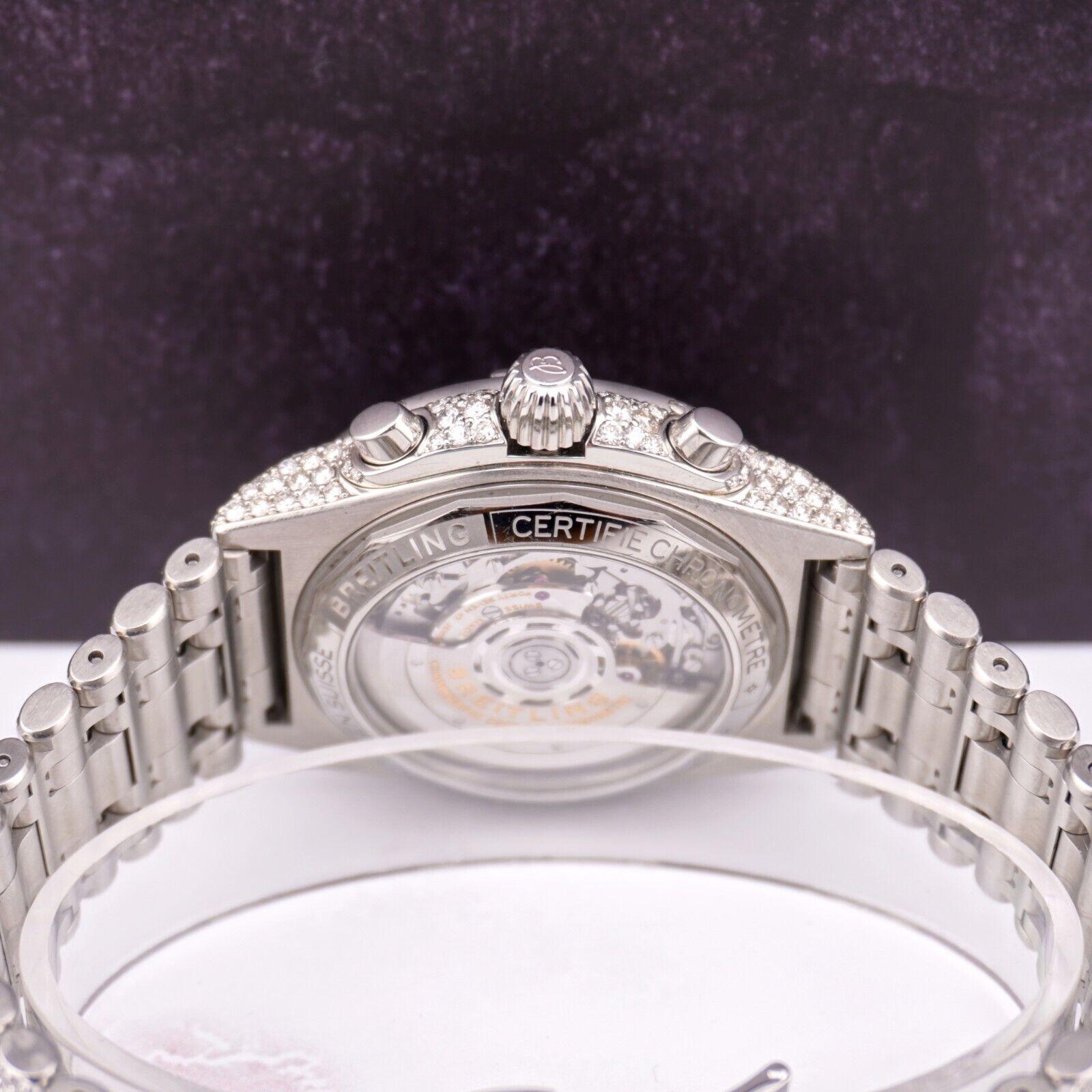 Breitling Chronomat 42mm Kupfer Zifferblatt 22ct Iced Out Diamant Herrenuhr AB0134 im Angebot 2