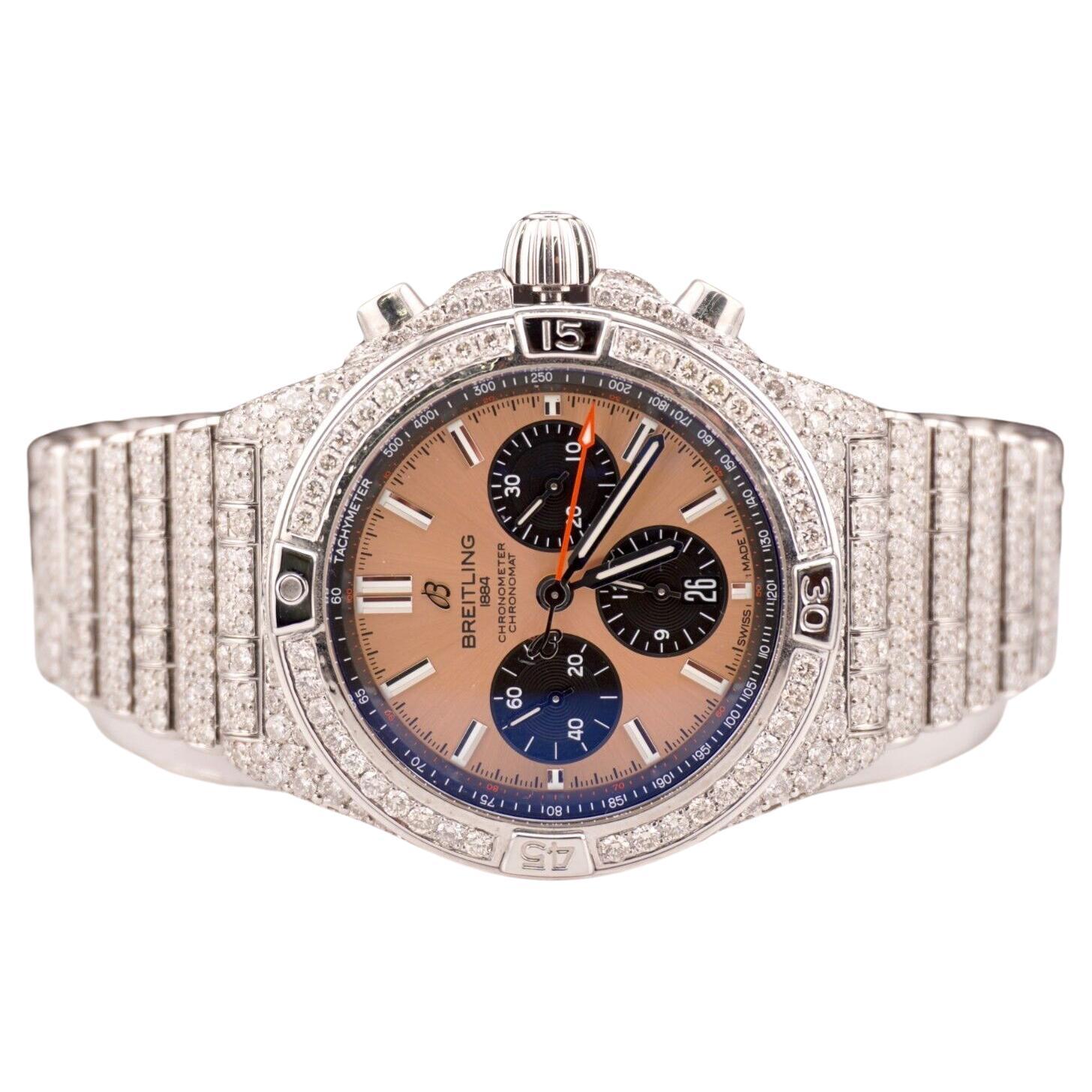 Breitling, montre pour hommes 42 mm avec cadran en cuivre 22 carats et diamants écaillés AB0134