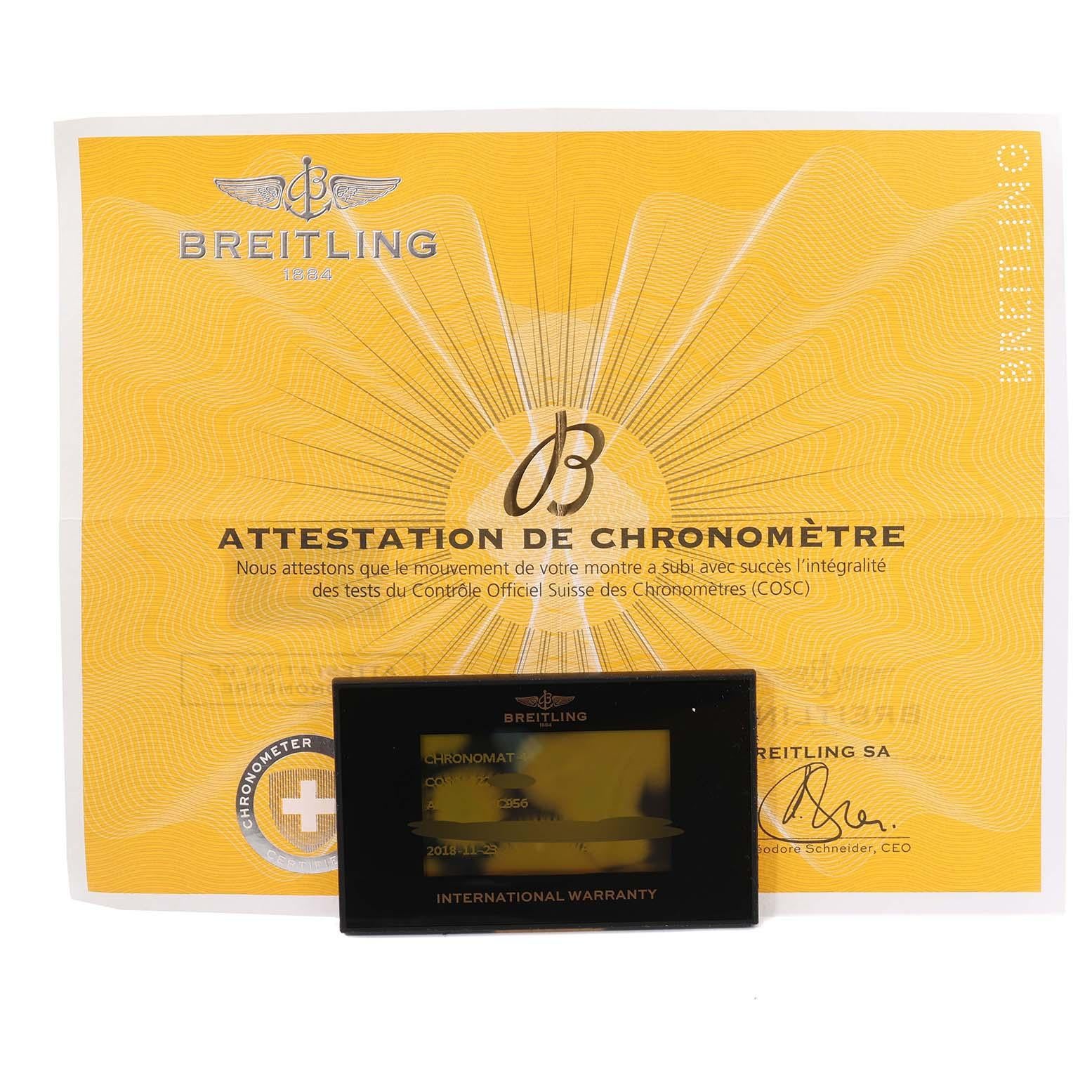 Breitling Chronomat 44 Airbourne Blue Dial Steel Montre pour hommes AB0115 Boîte Card 5