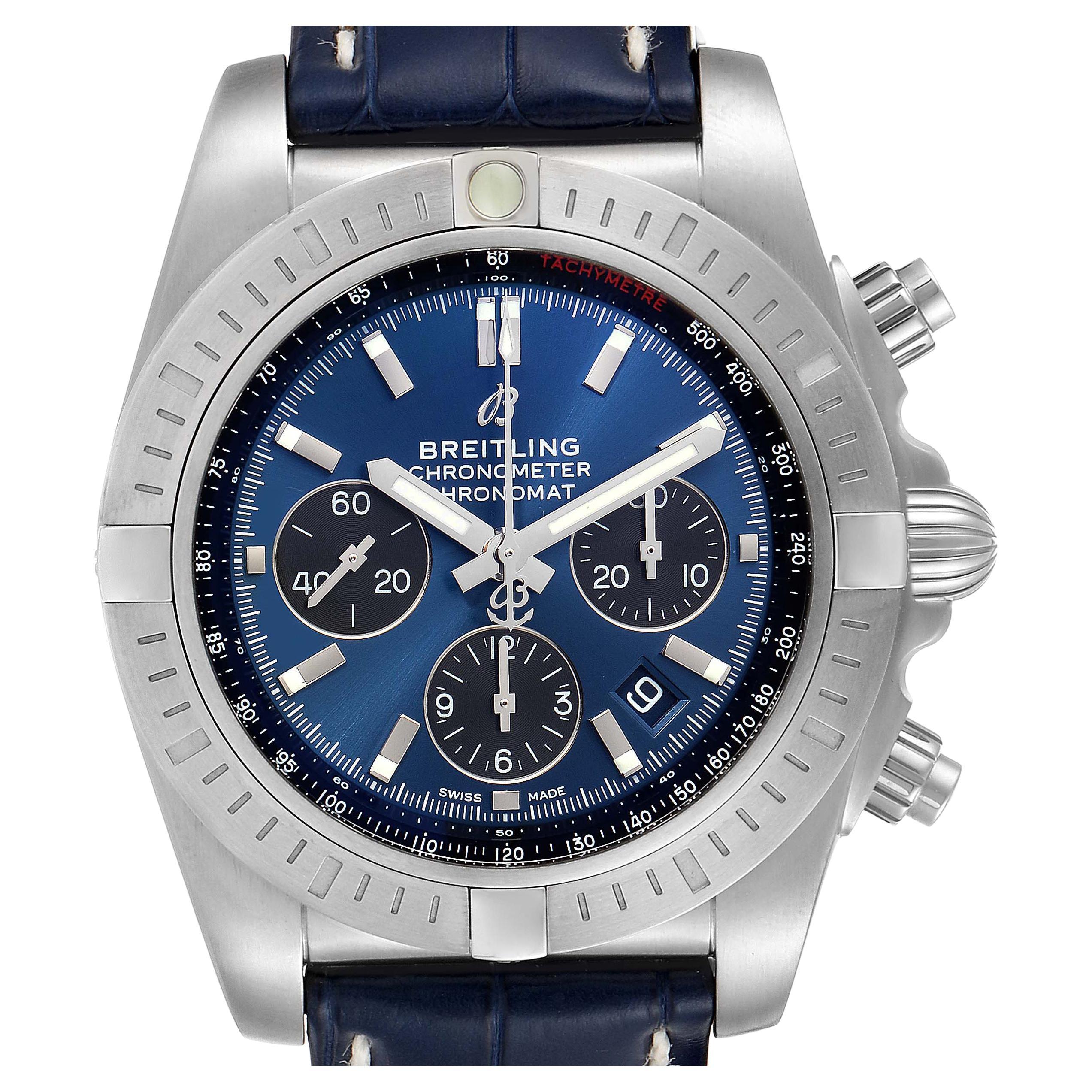 Certified Breitling Chronomat B13352 with Band and Blue Dial at 1stDibs breitling b13352