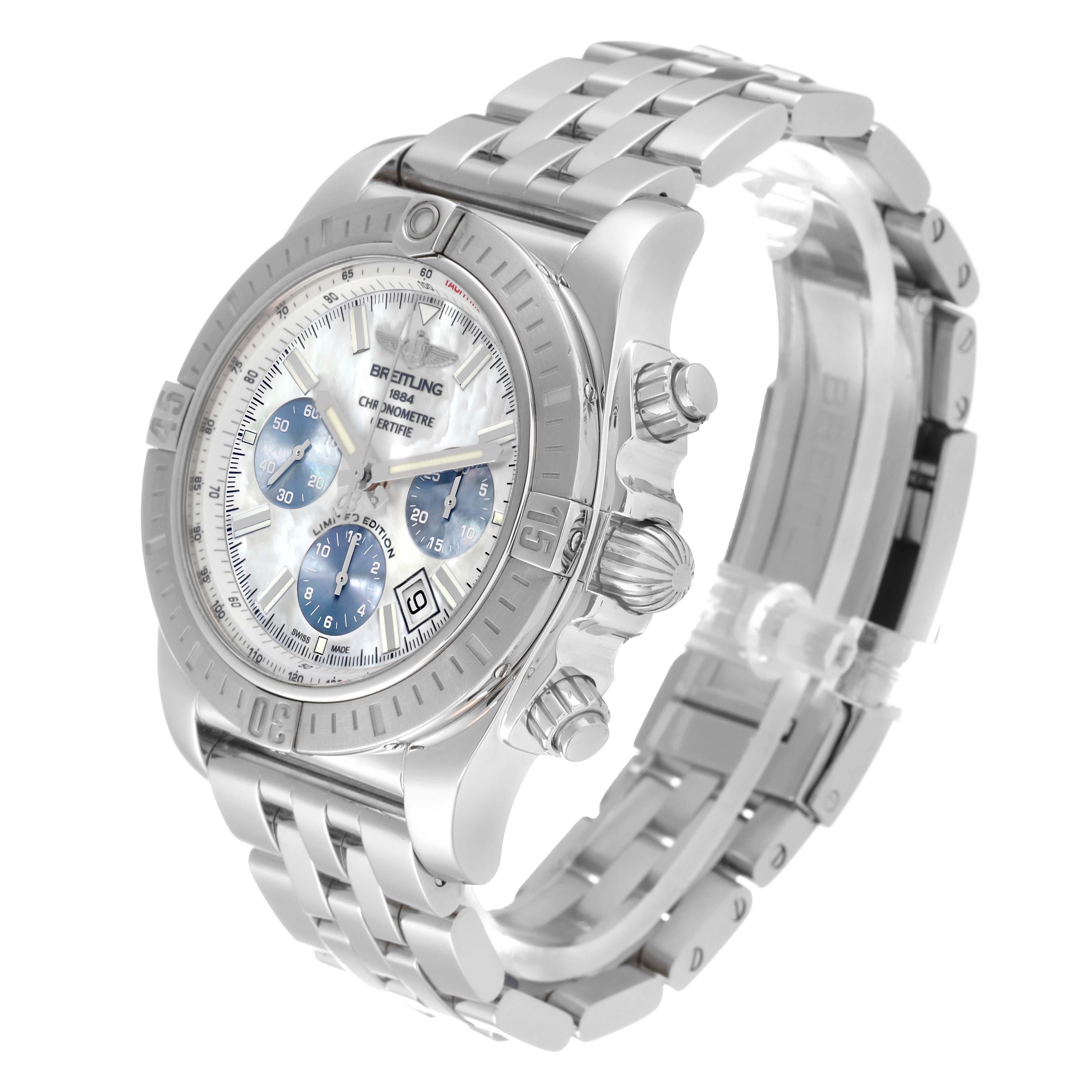 Men's Breitling Chronomat 44 Airbourne Mother of Pearl Dial Steel Mens Watch AB0115 For Sale
