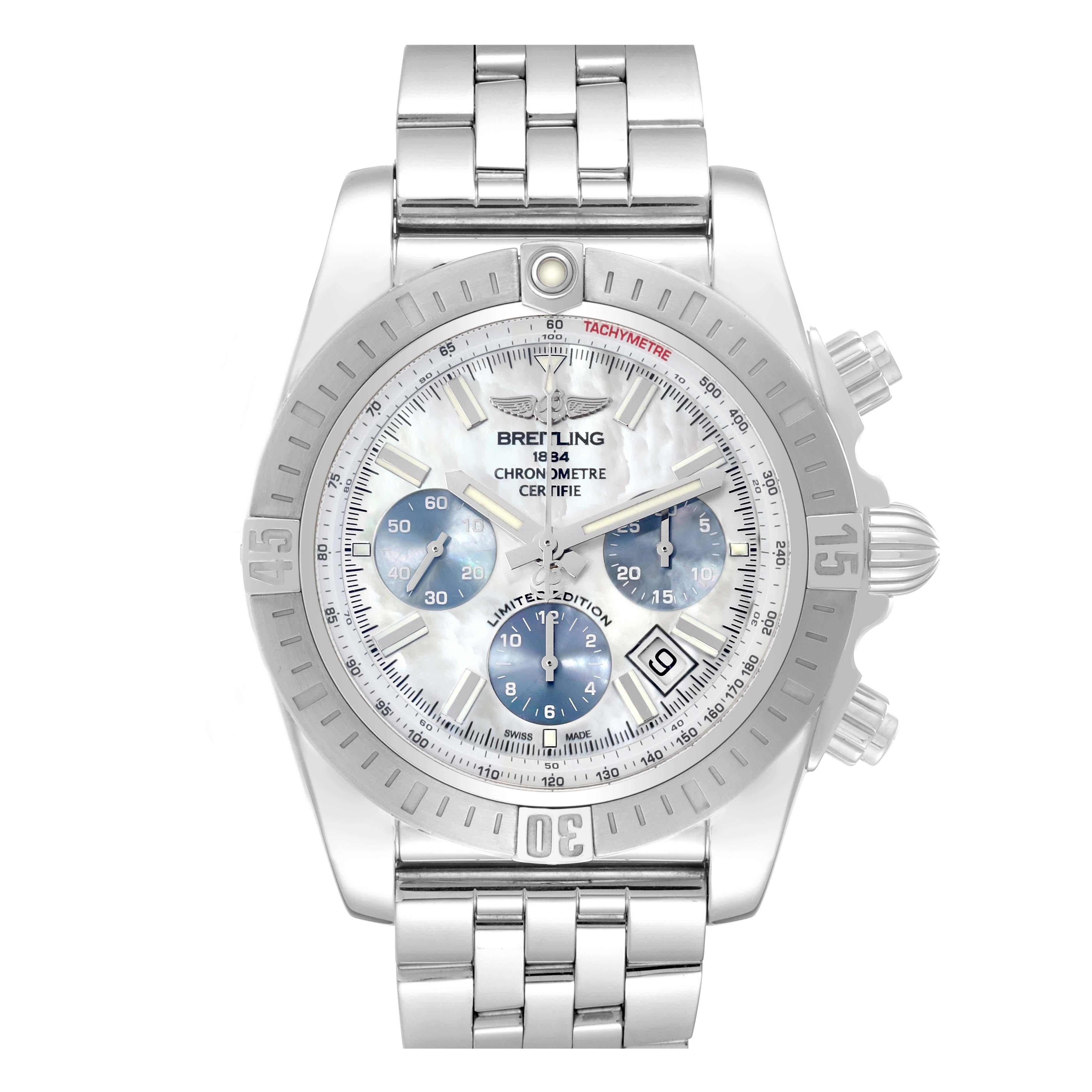 Breitling Chronomat 44 Airbourne Mother of Pearl Dial Steel Mens Watch AB0115 For Sale 1